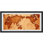Antique Old World Map Printed Canvas PVC Frame | Peshawar, Lahore, Karachi, Islamabad, Pakistan