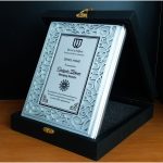 Silver Shield Plaque with Box | Unique shield design with custom printed metal with delivery in Karachi, Lahore, Islamabad, Peshawar, all over in Pakistan