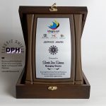 Classic shield award plaque with wooden box